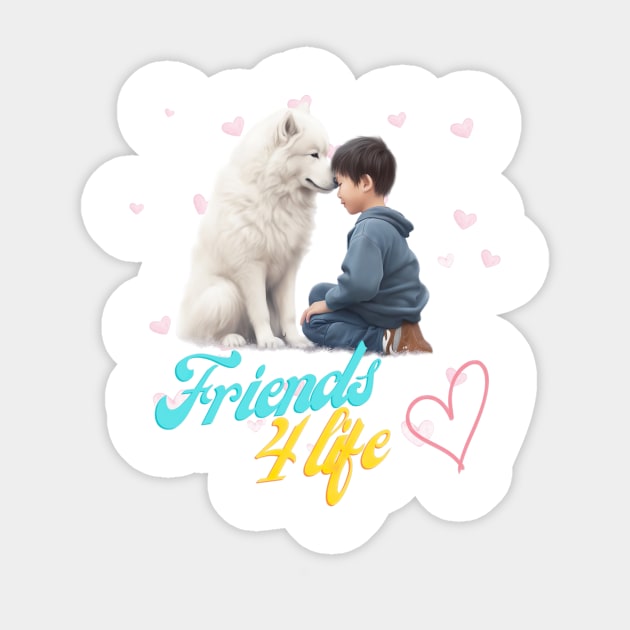 Samoyed, Friendship, the most adorable best friend gift to a Samoyed Lover Sticker by HSH-Designing